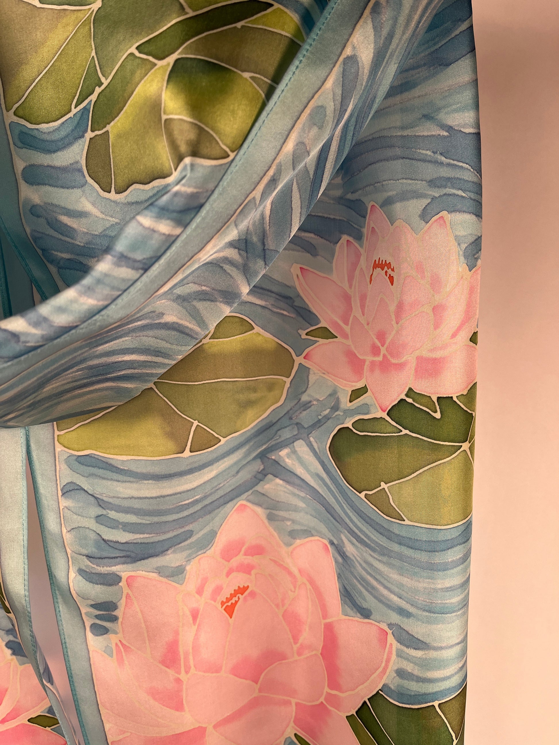 “Water Lilies v2.0” - Hand-dyed Silk Scarf - $150 Silk Scarf Fox Run Studios