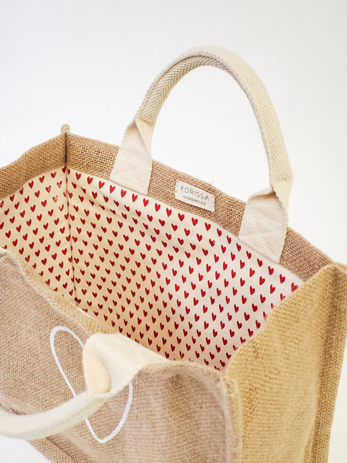 Jute Canvas Gift Bag - Love Tote KORISSA