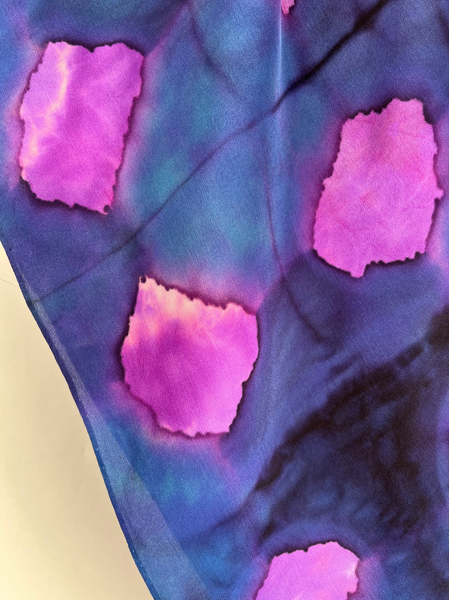 "Purple Nebula Shibori" - Hand-dyed Silk Scarf - $125 Silk Scarf Fox Run Studios