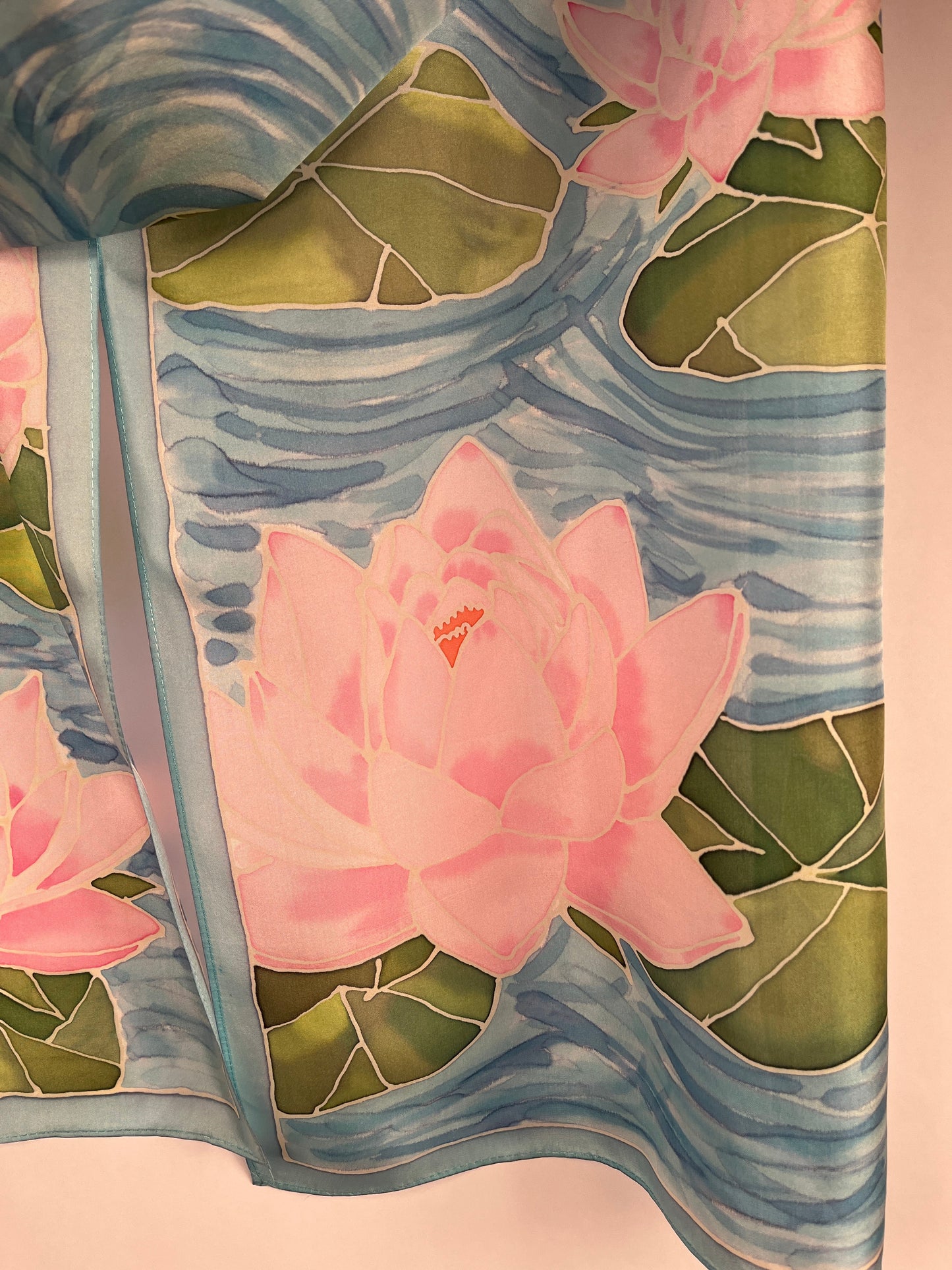 “Water Lilies v2.0” - Hand-dyed Silk Scarf - $150 Silk Scarf Fox Run Studios