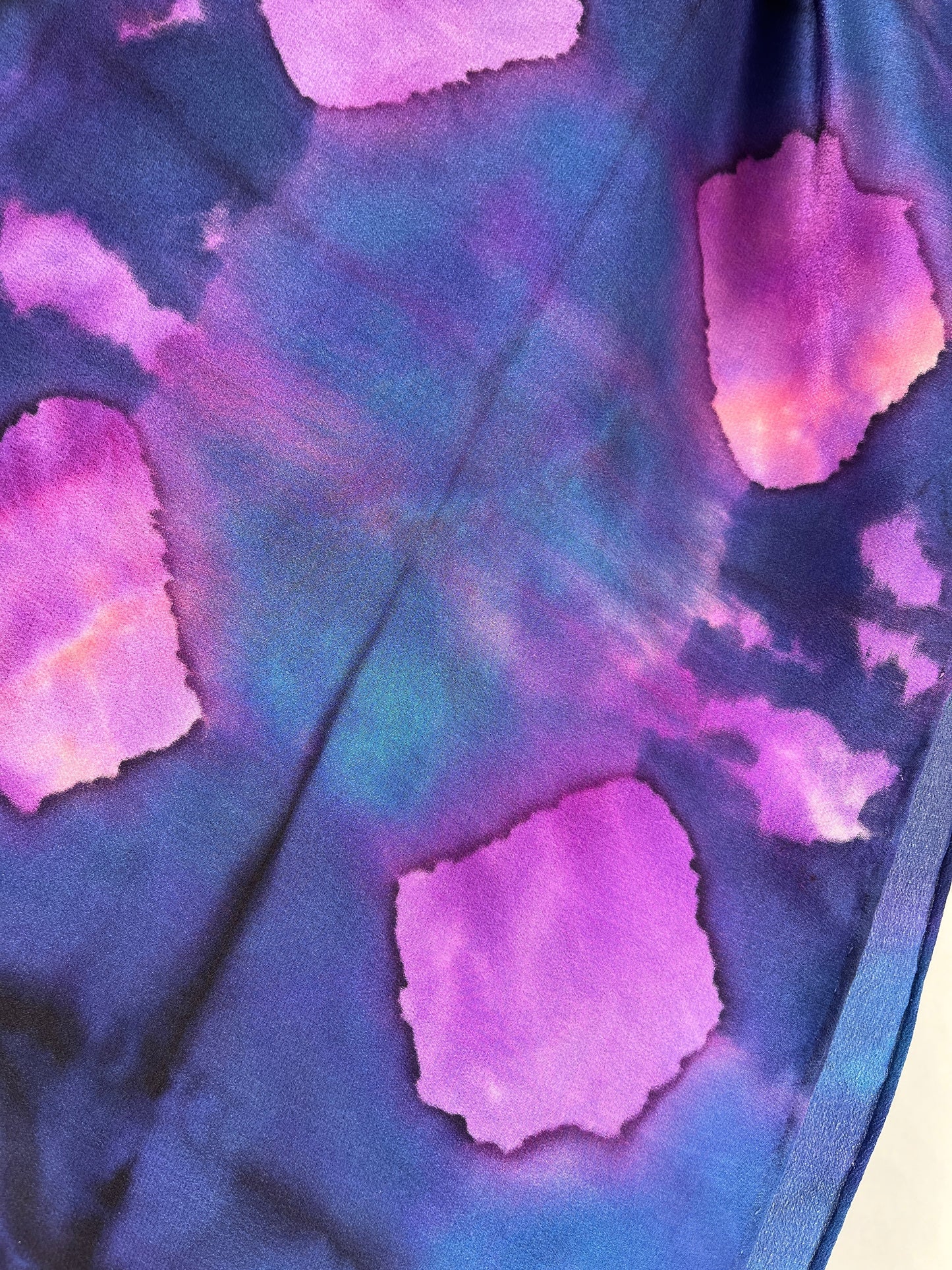 "Purple Nebula Shibori" - Hand-dyed Silk Scarf - $125 Silk Scarf Fox Run Studios