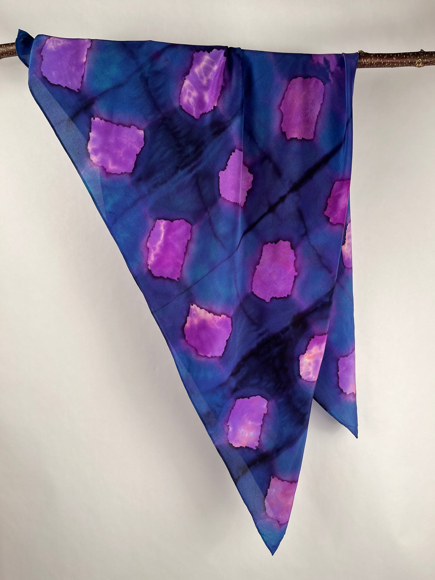 "Purple Nebula Shibori" - Hand-dyed Silk Scarf - $125 Silk Scarf Fox Run Studios