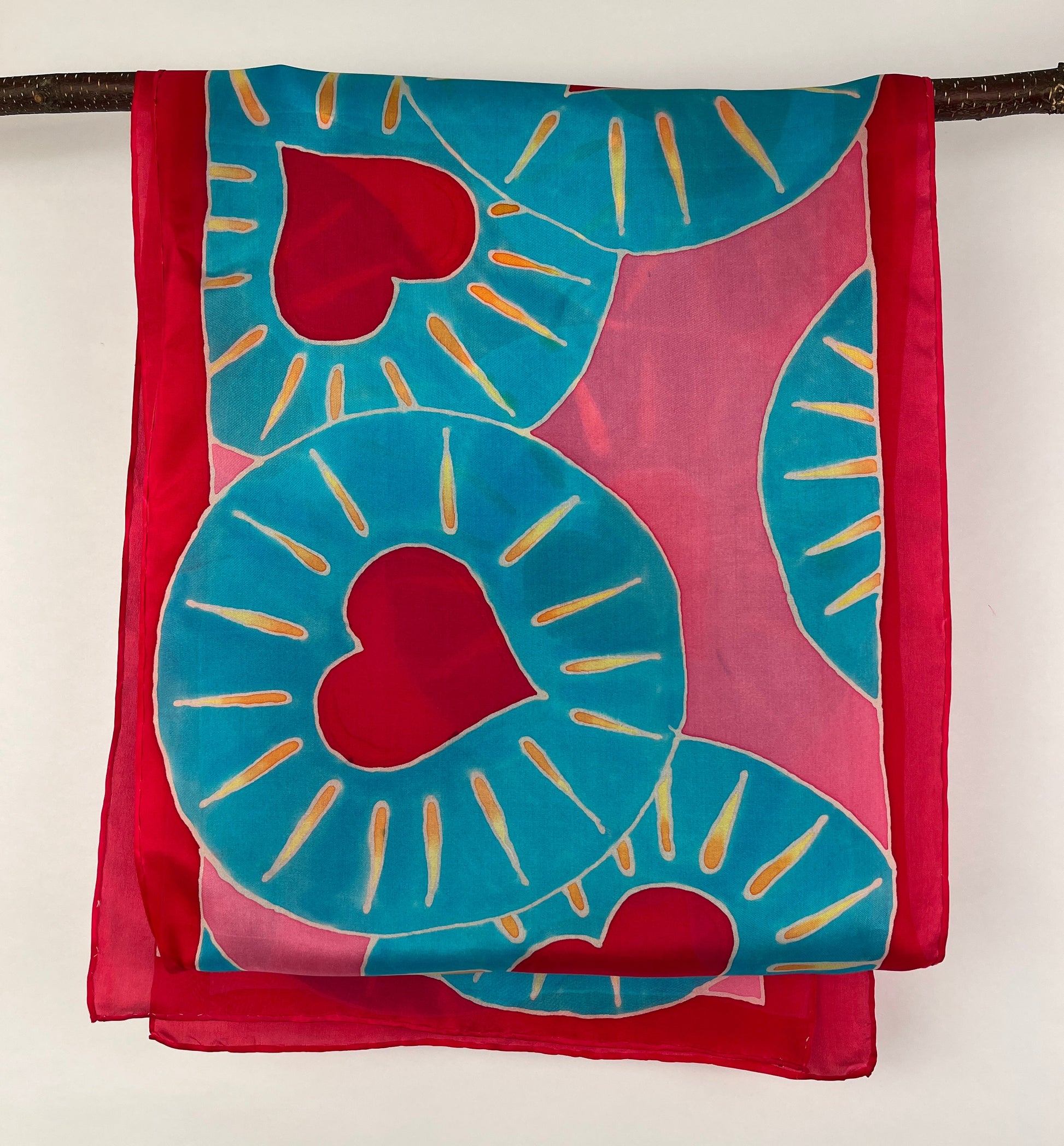 “The Love Card™ Scarf"- Hand-dyed Silk Scarf - $145 Silk Scarves Fox Run Studios