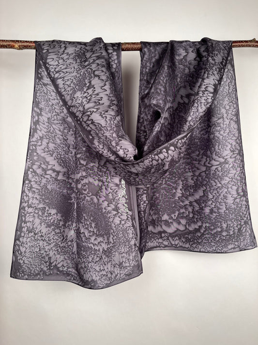 “Midnight Mermaid" - Hand-dyed Silk Scarf - $115 Silk Scarf Fox Run Studios