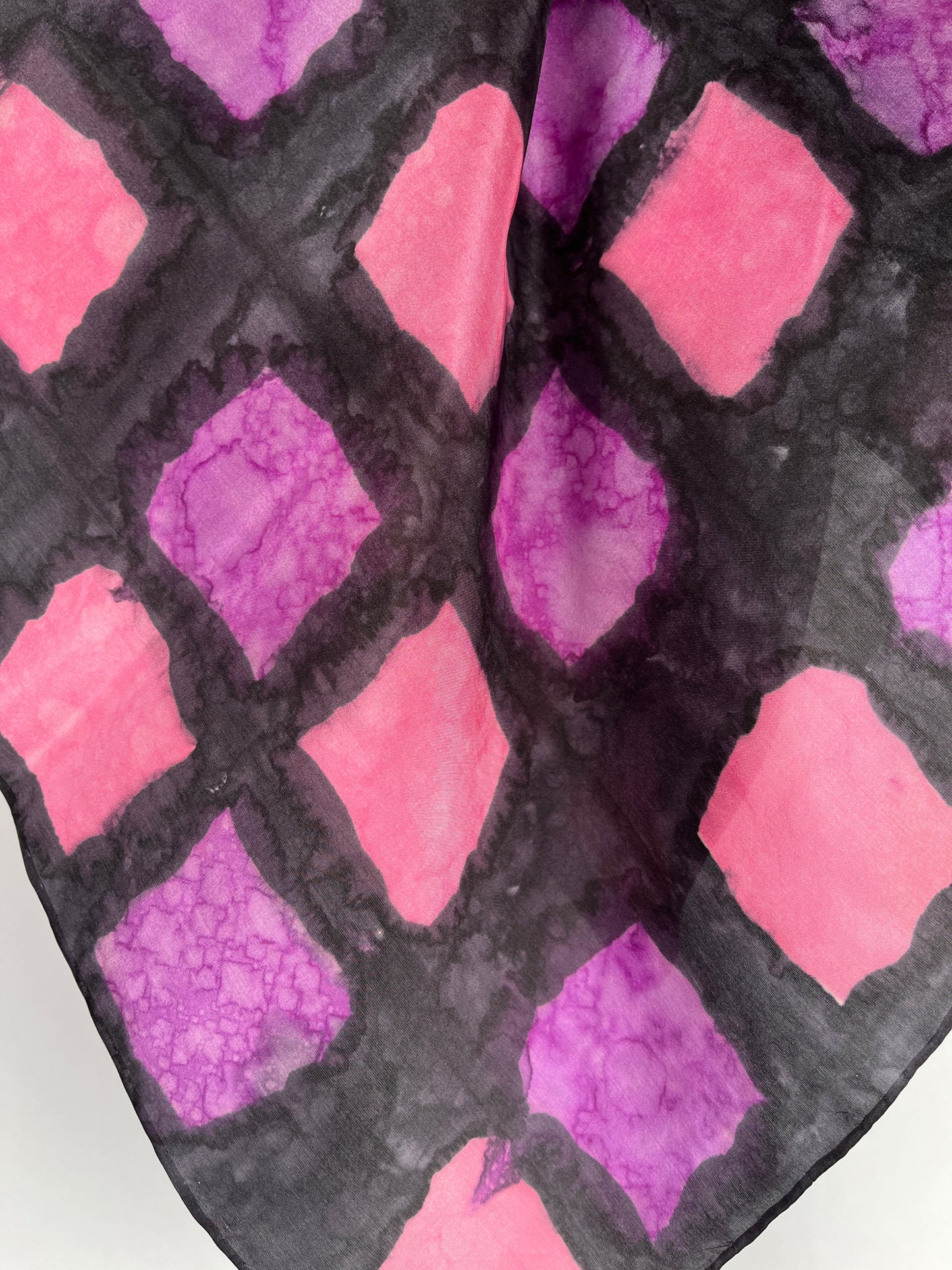 "Squares on Square Shibori" - Hand-dyed Silk Scarf - $90 Silk Scarf Fox Run Studios