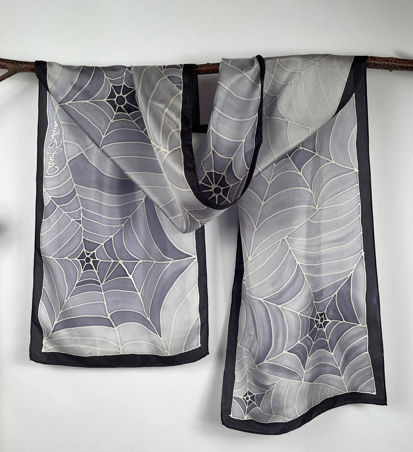 “Just the Web" - Hand-dyed Silk Scarf - $140 Silk Scarf Fox Run Studios