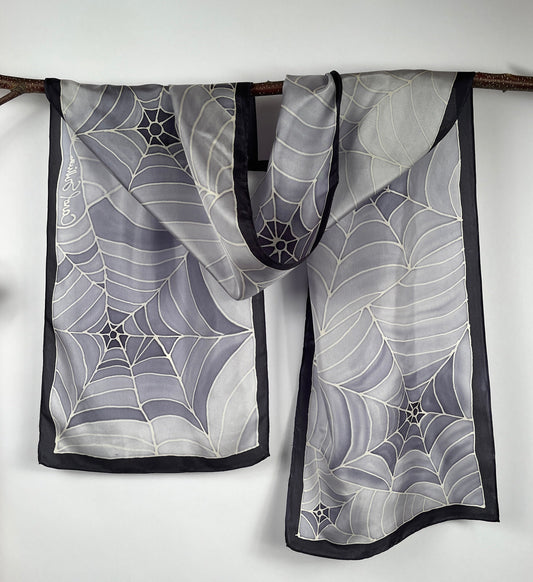 “Just the Web" - Hand-dyed Silk Scarf - $140 Silk Scarf Fox Run Studios