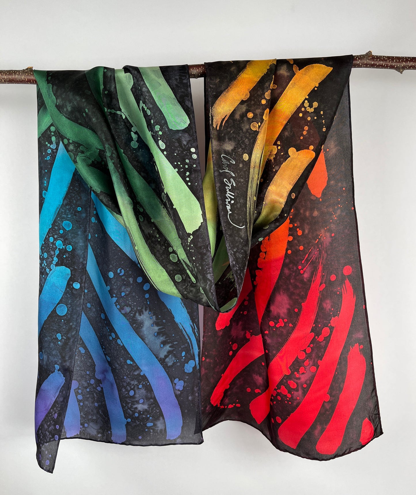 “Color Waves” - Hand-dyed Silk Scarf - $125 Silk Scarf Fox Run Studios