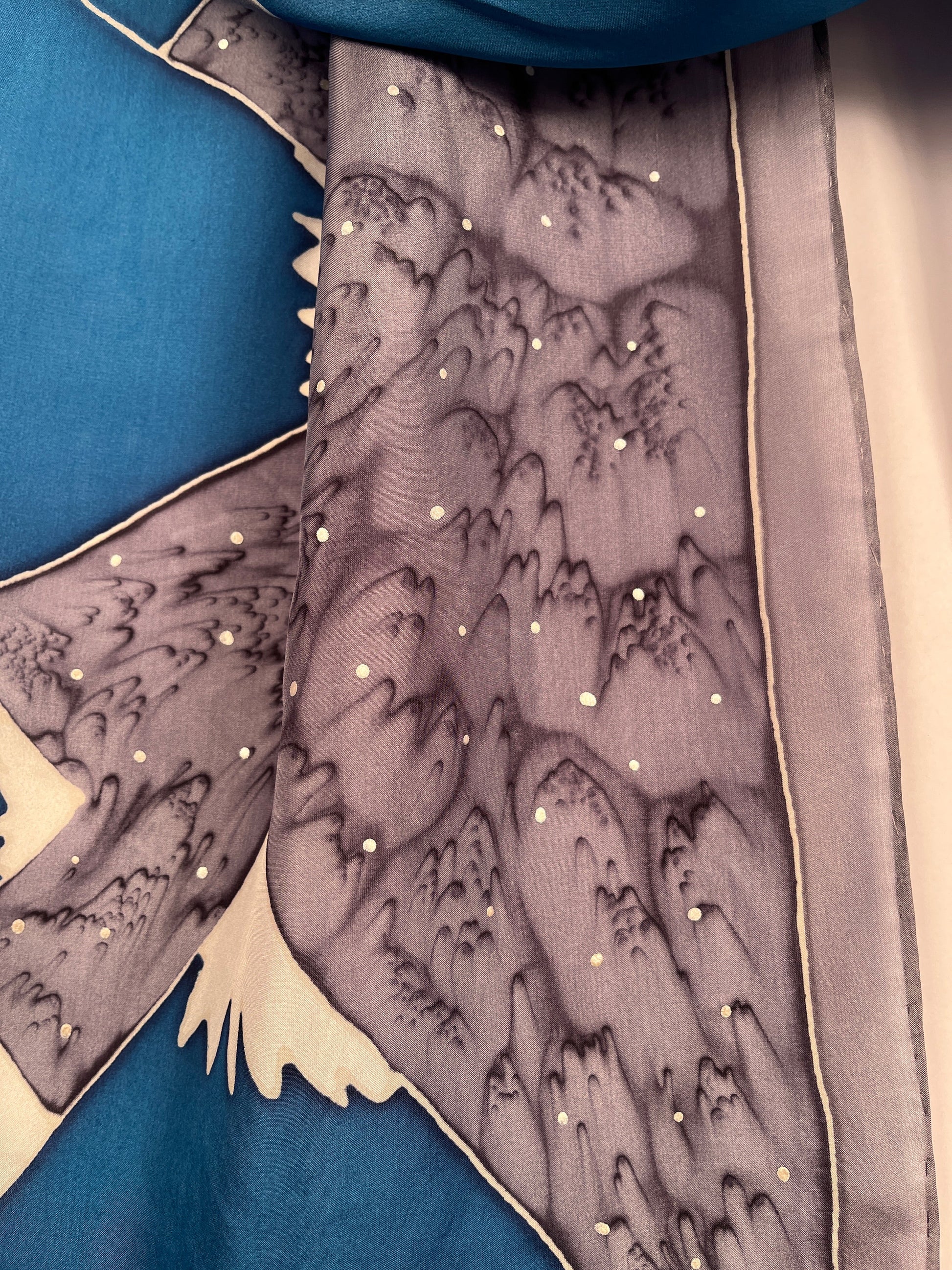 “Crown of Winter” - Hand-dyed Silk Scarf - $130 Silk Scarf Fox Run Studios