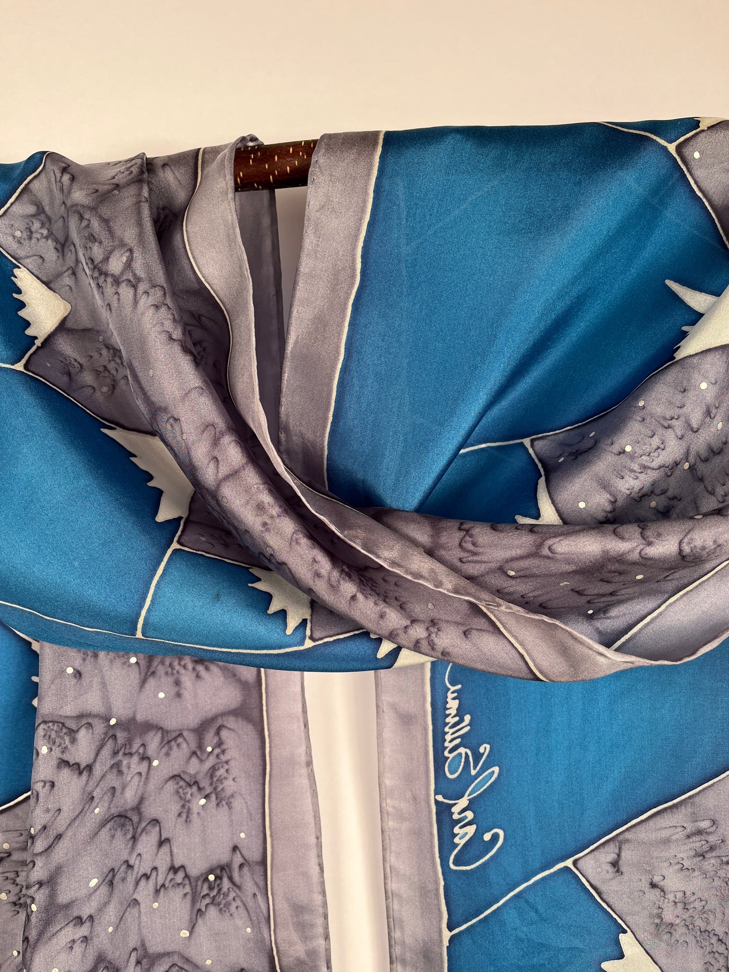 “Crown of Winter” - Hand-dyed Silk Scarf - $130 Silk Scarf Fox Run Studios