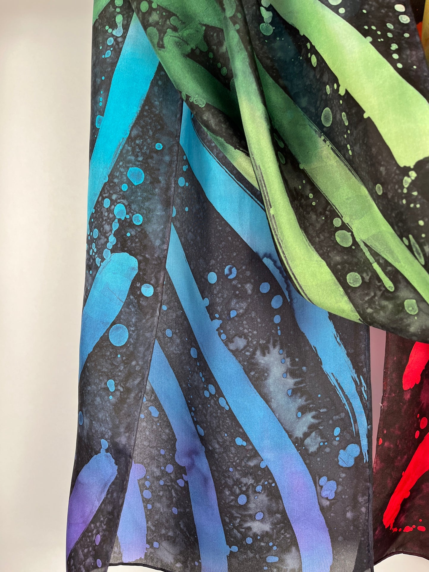 “Color Waves” - Hand-dyed Silk Scarf - $125 Silk Scarf Fox Run Studios