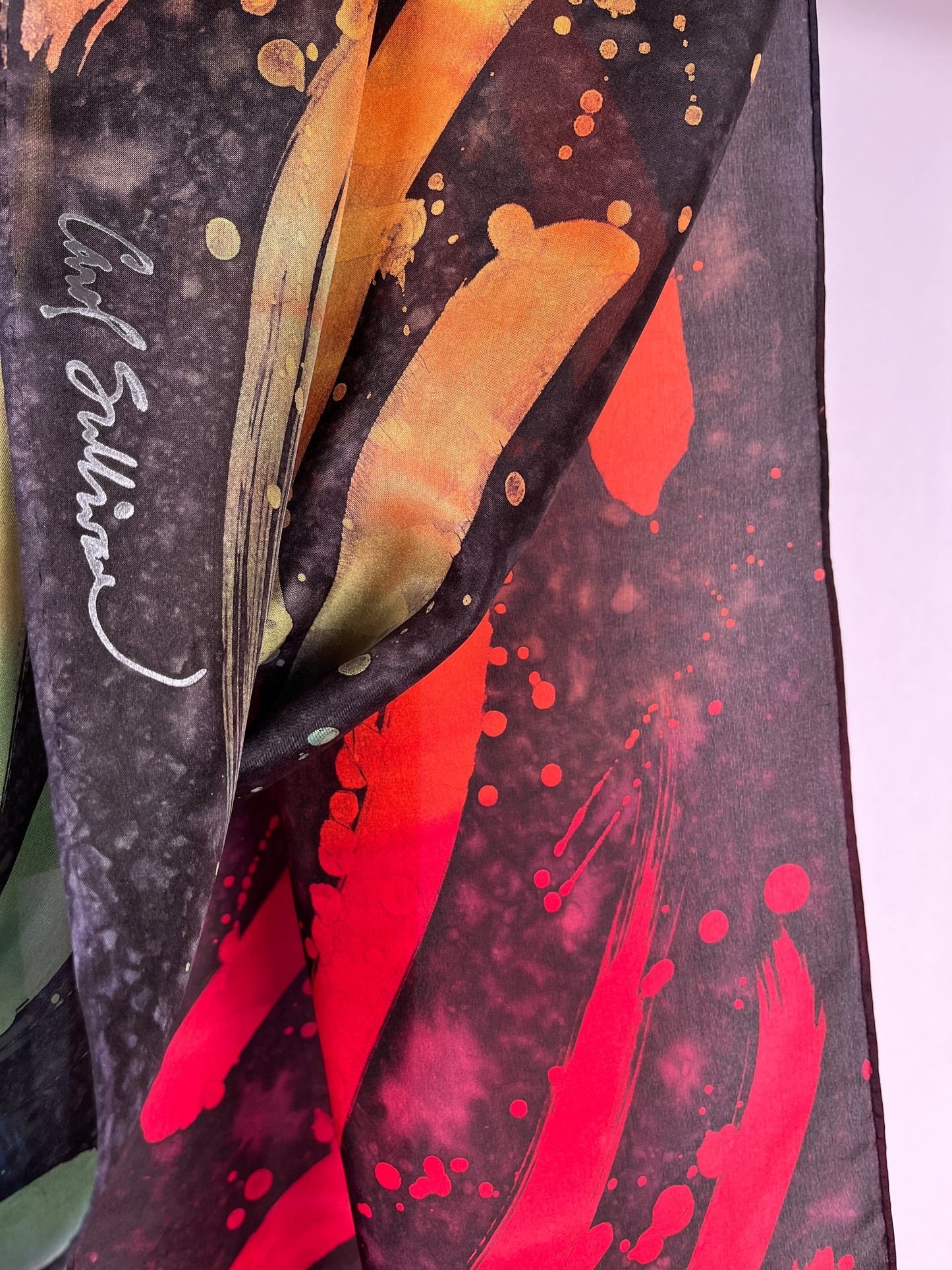 “Color Waves” - Hand-dyed Silk Scarf - $125 Silk Scarf Fox Run Studios