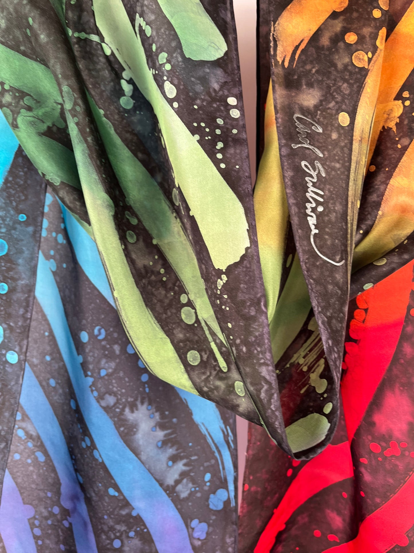 “Color Waves” - Hand-dyed Silk Scarf - $125 Silk Scarf Fox Run Studios