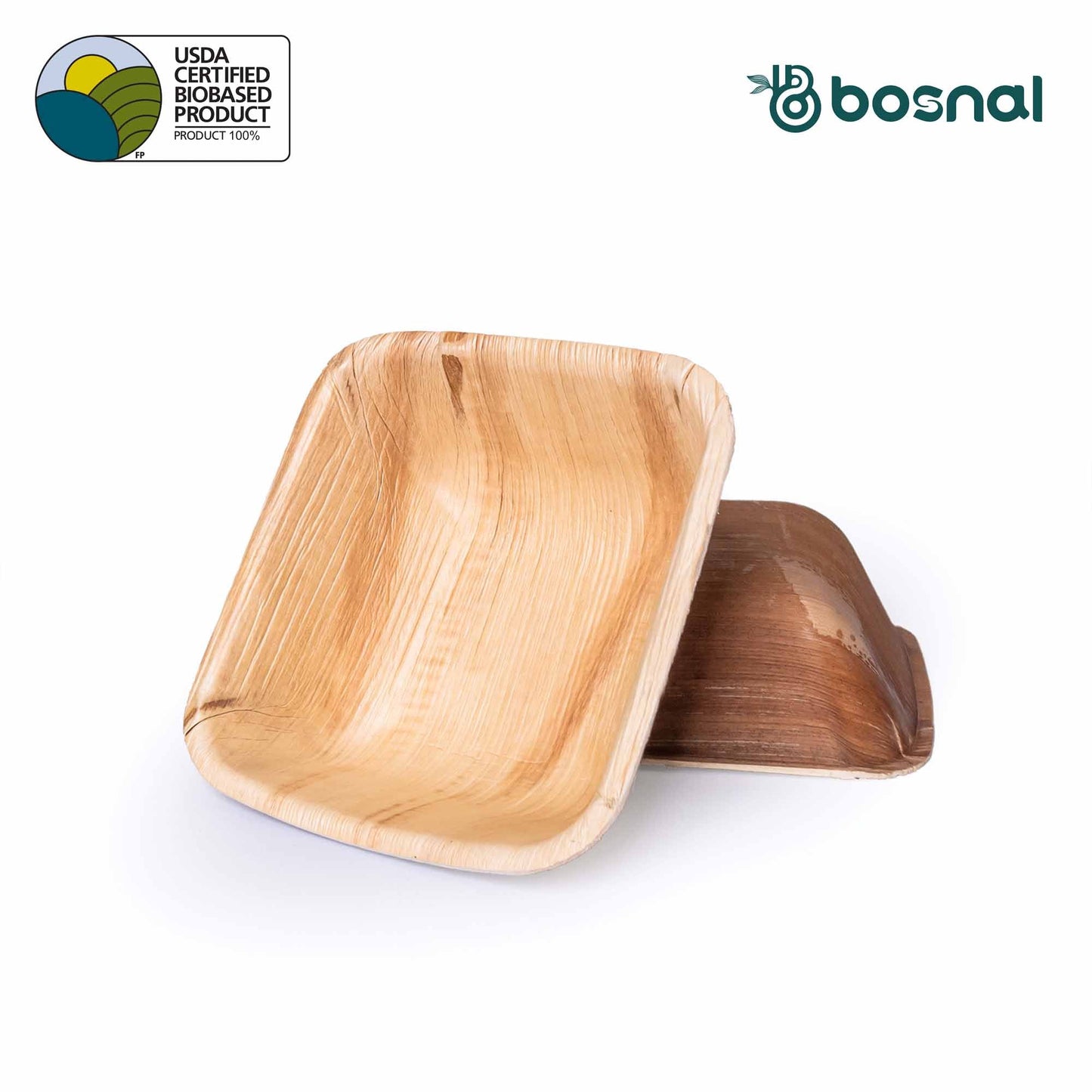 Bosnal - Palm Leaf Biodegradable Bowls, 5 inch, Square, 25 Pcs Bowls Bosnal