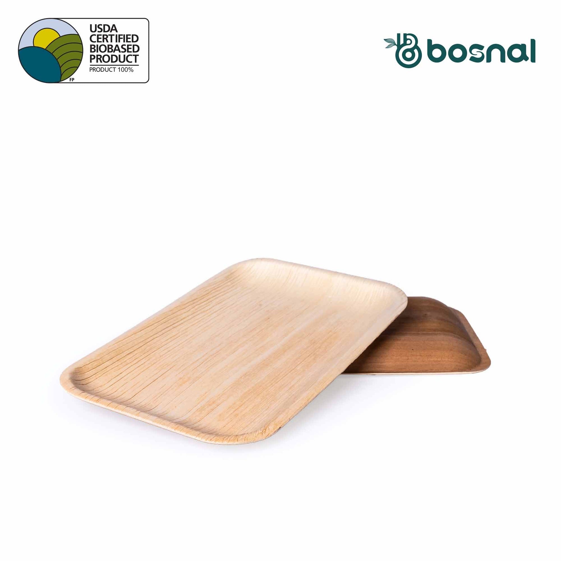 Bosnal - Palm Leaf Biodegradable Plates, 9 x 6 inch Rectangle , 25 Pcs plates Bosnal