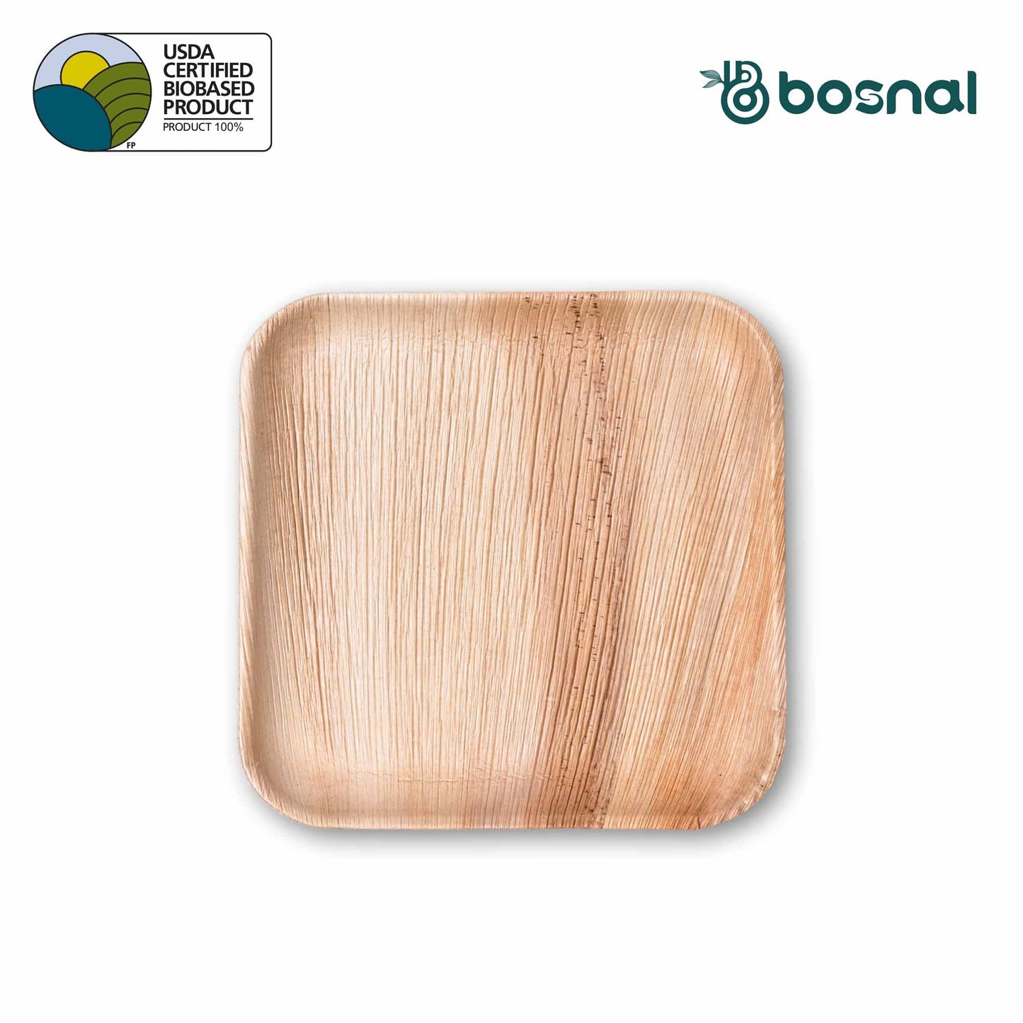 Bosnal - Palm Leaf Biodegradable Plates, 10 inch, Square, 25 Pcs plates Bosnal