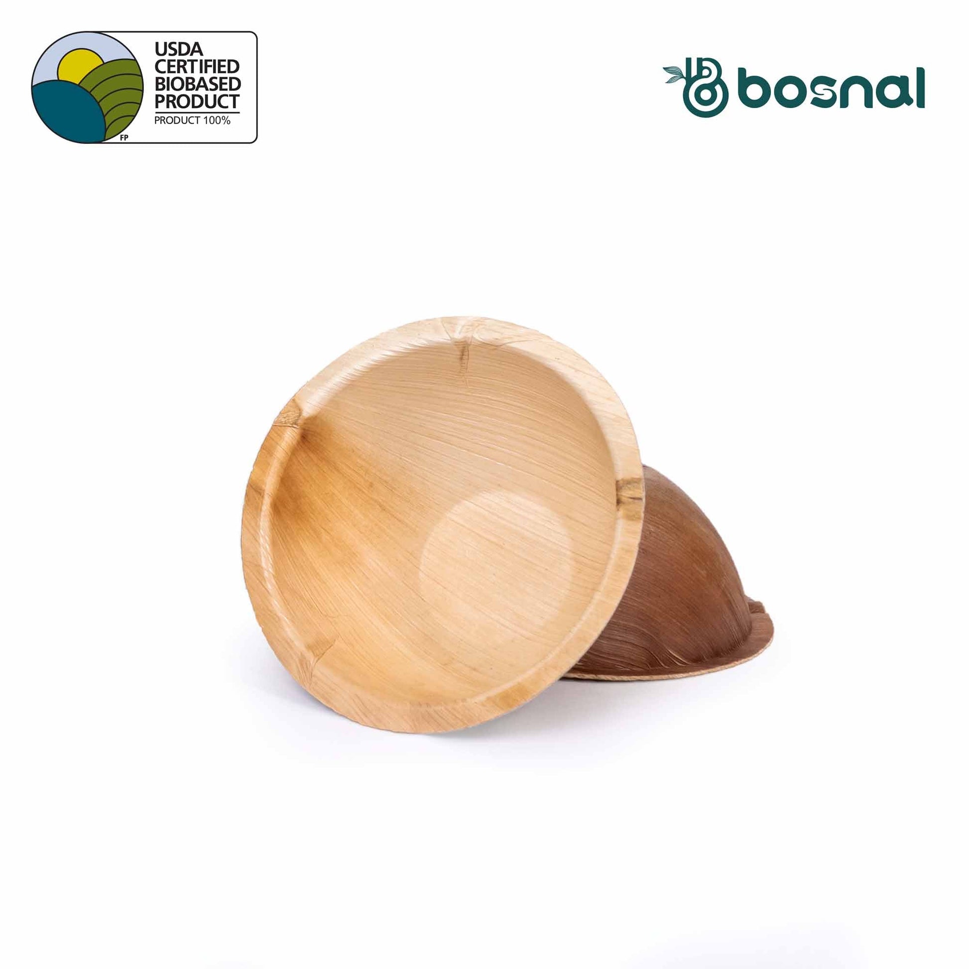 Bosnal - Palm Leaf Biodegradable Plates, 6 inch, Round Bowl, 25 Pcs Plates Bosnal