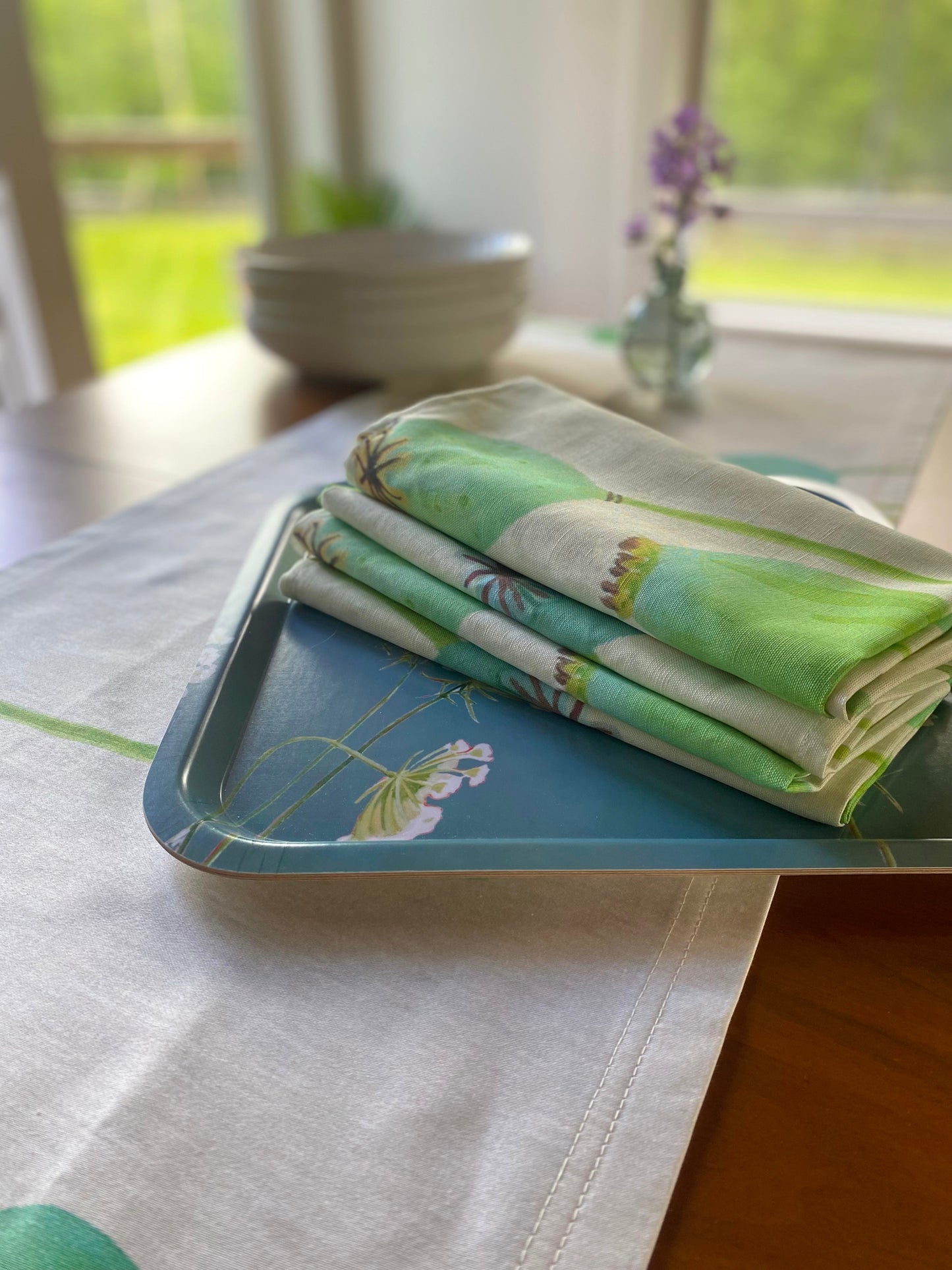 Napkin Set: Poppy Pods on Ecru Cloth Napkins India & Purry by Jessica Hollander