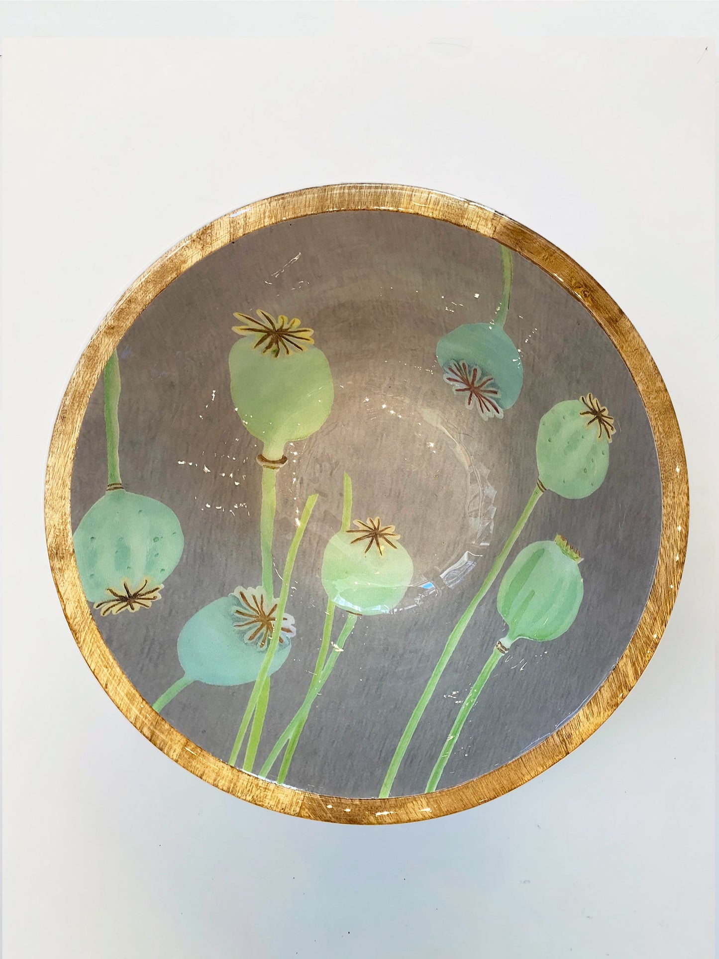 Serving Bowl: Poppy Pods on Grey Bowls India & Purry by Jessica Hollander