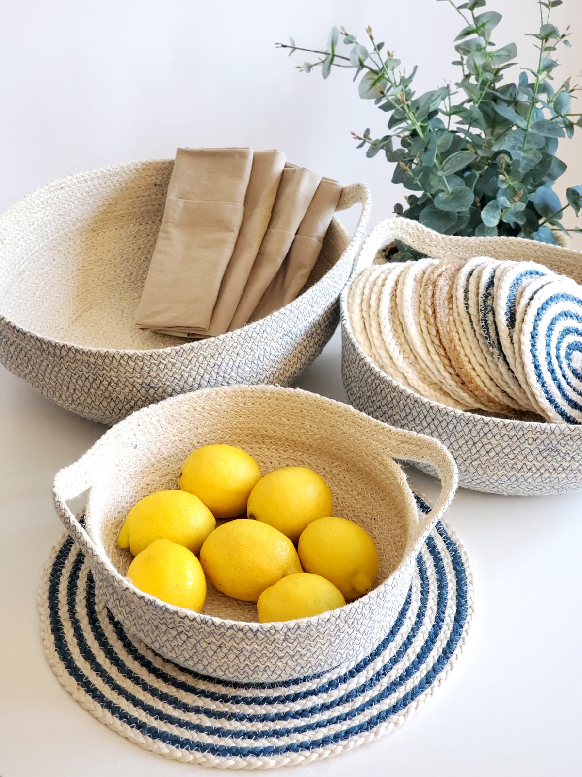 Amari Fruit Bowls - Blue Fruit Bowl Baskets KORISSA