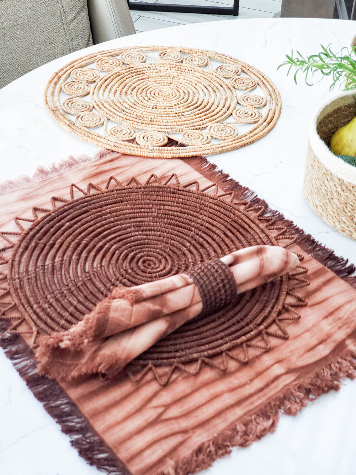 Tie Dye Cotton Placemats - Brown (Set of 4) Placemats KORISSA