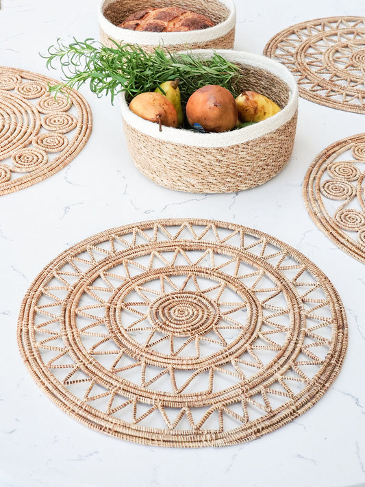 Roda Woven Palm Fiber Placemats - Natural (Set of 2) Placemats KORISSA