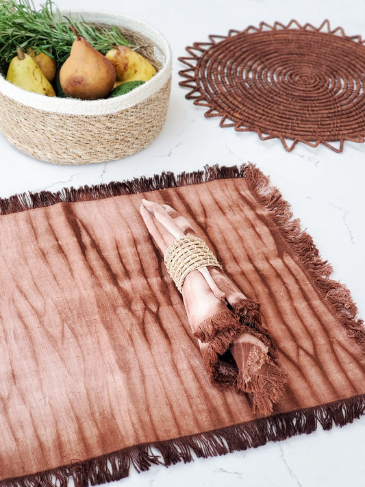 Tie Dye Cotton Placemats - Brown (Set of 4) Placemats KORISSA