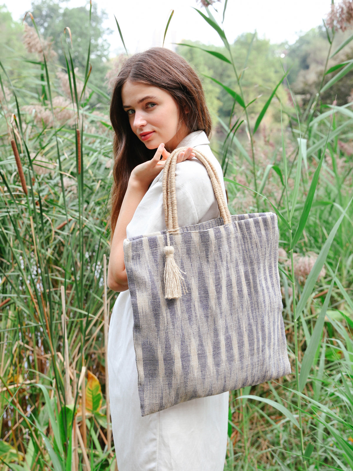 Nadi Jute Tote Bag - Blue Tote KORISSA