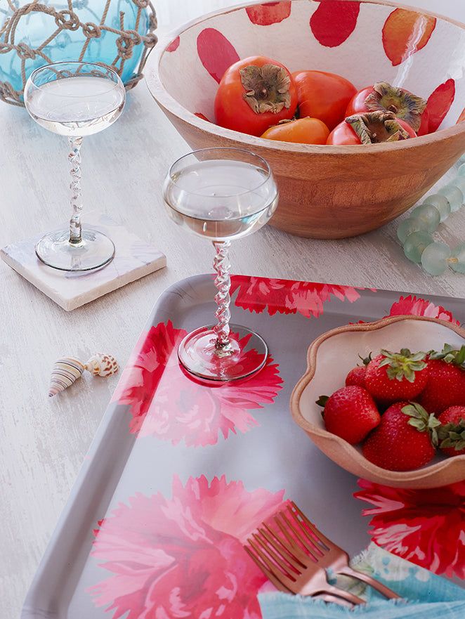 Serving Bowl: Rose Petals on Ecru Bowls India & Purry by Jessica Hollander