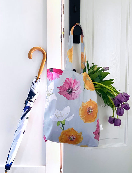 Tote Bag: Cactus Flowers on Grey Tote India & Purry by Jessica Hollander