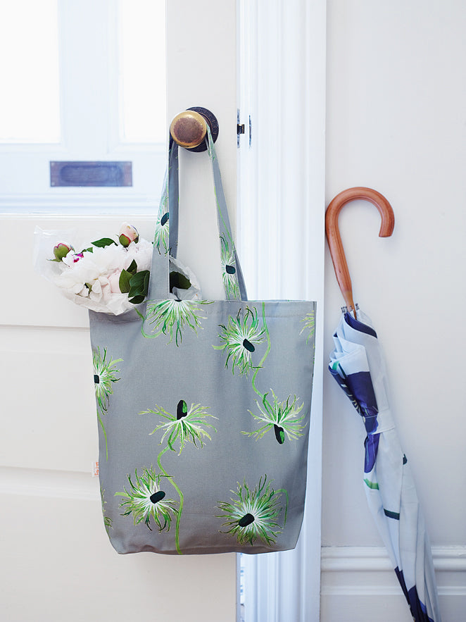 Tote Bag: Thistle on Grey Tote India & Purry by Jessica Hollander