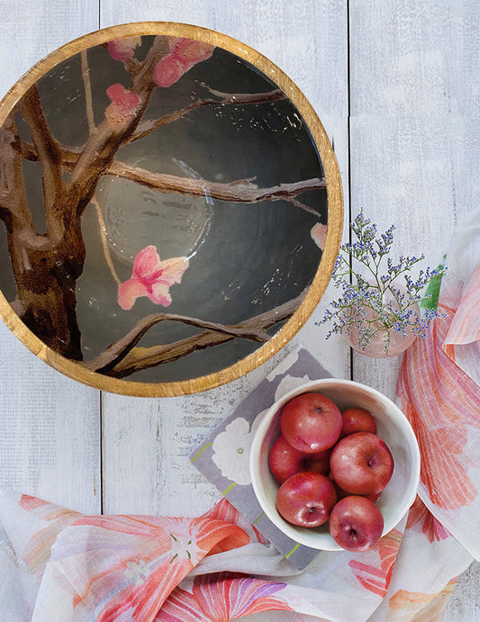 Serving Bowl: Tree with Pink Flowers Bowls India & Purry by Jessica Hollander