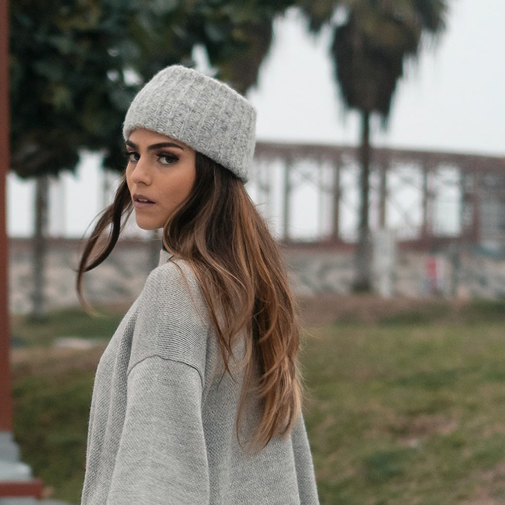 Gray Ribbed Alpaca Ear Warmer Headband SLATE + SALT