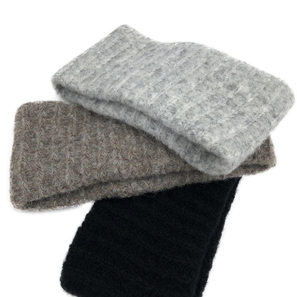 Gray Ribbed Alpaca Ear Warmer Headband SLATE + SALT