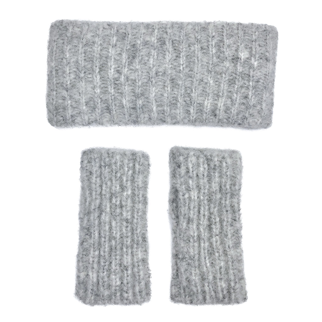 Gray Ribbed Alpaca Ear Warmer Headband SLATE + SALT