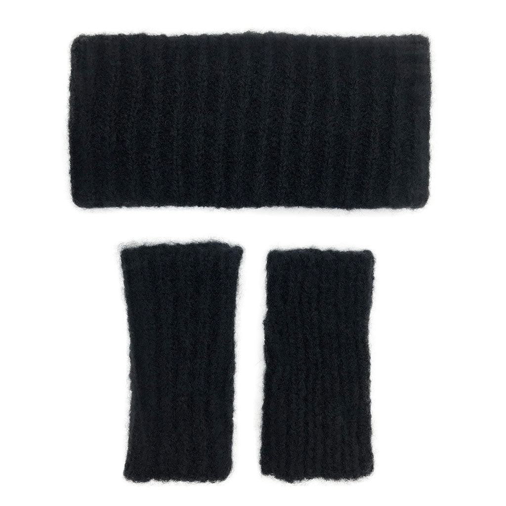 Black Ribbed Alpaca Gloves Gloves SLATE + SALT