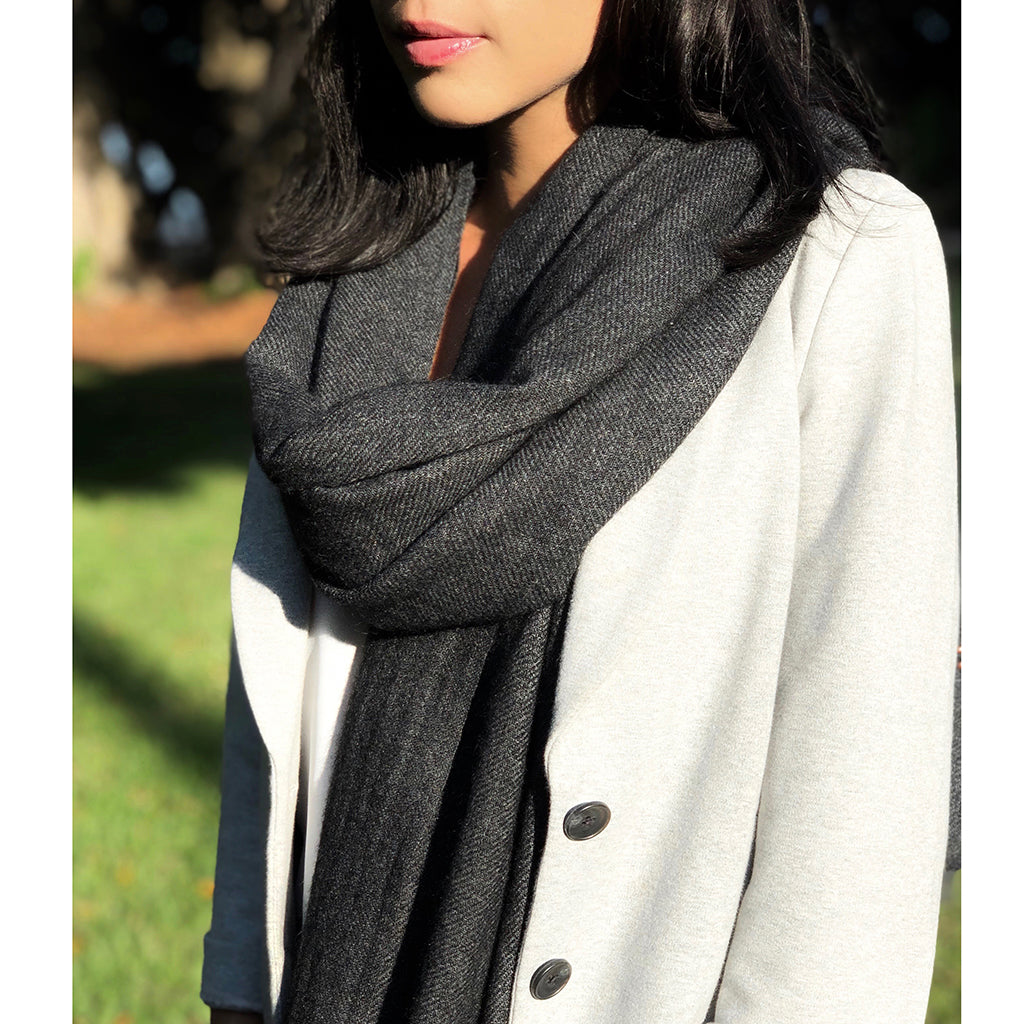 Black Handloom Cashmere Scarf Scarves SLATE + SALT