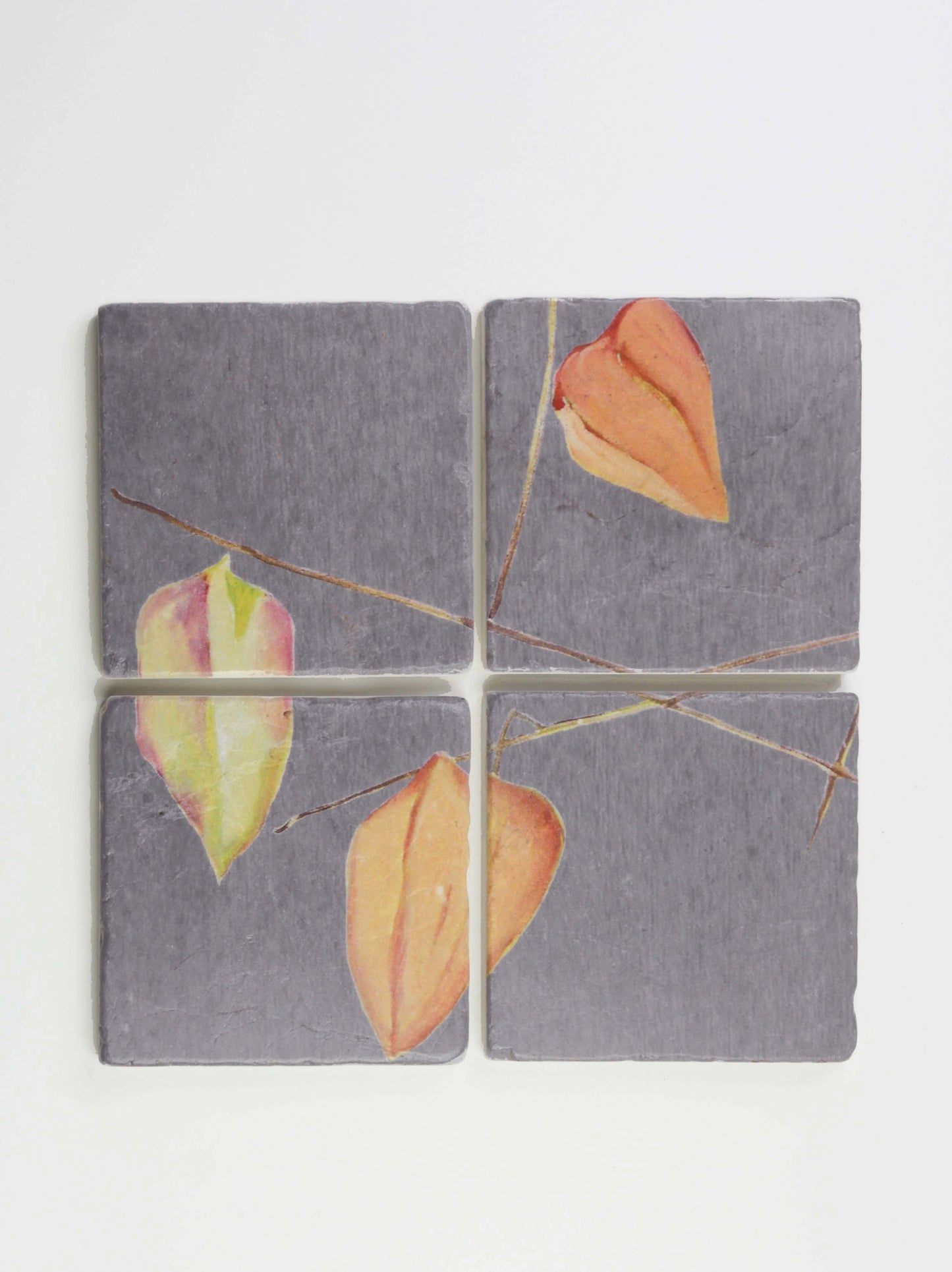 Coasters Set: Three Lanterns on Grey India & Purry by Jessica Hollander