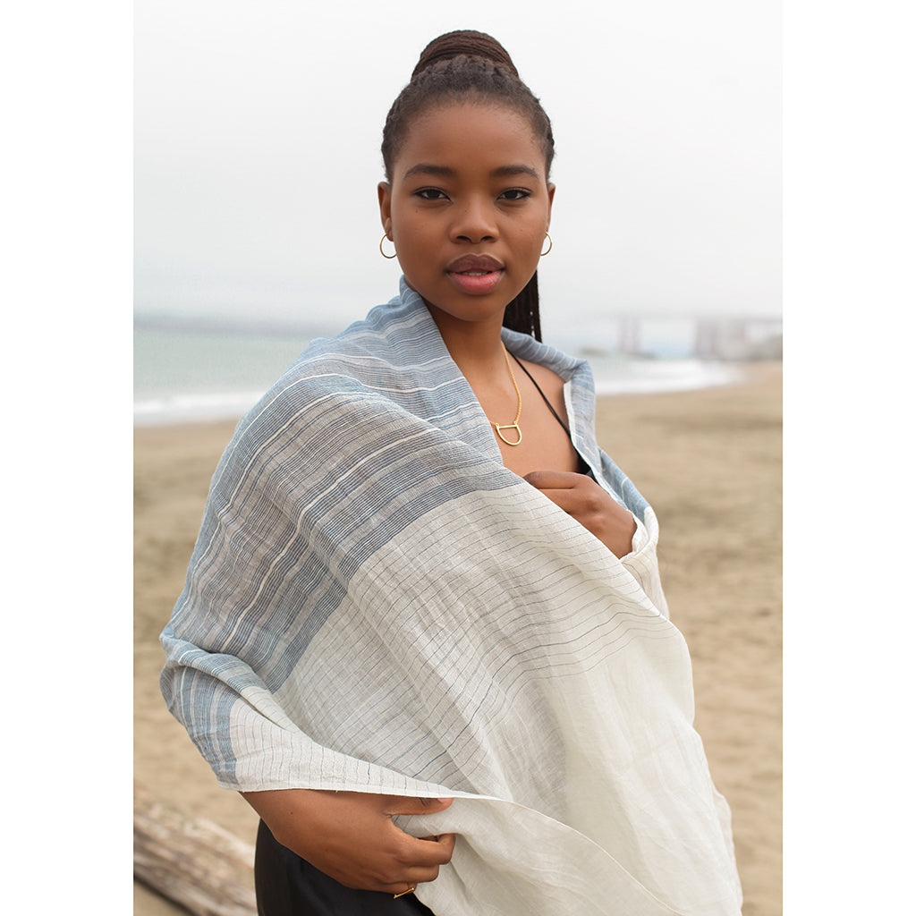 Linen Cotton Blend Wrap Scarf Scarves SLATE + SALT