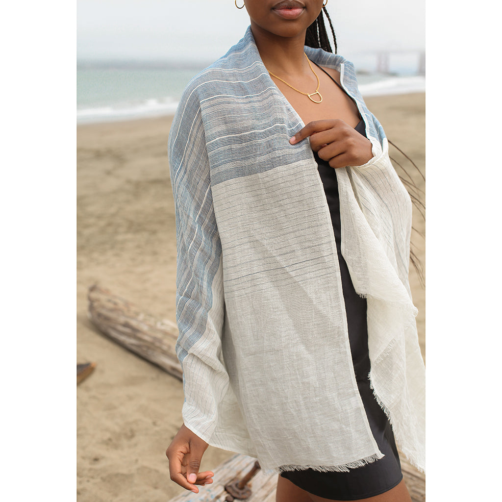 Linen Cotton Blend Wrap Scarf Scarves SLATE + SALT