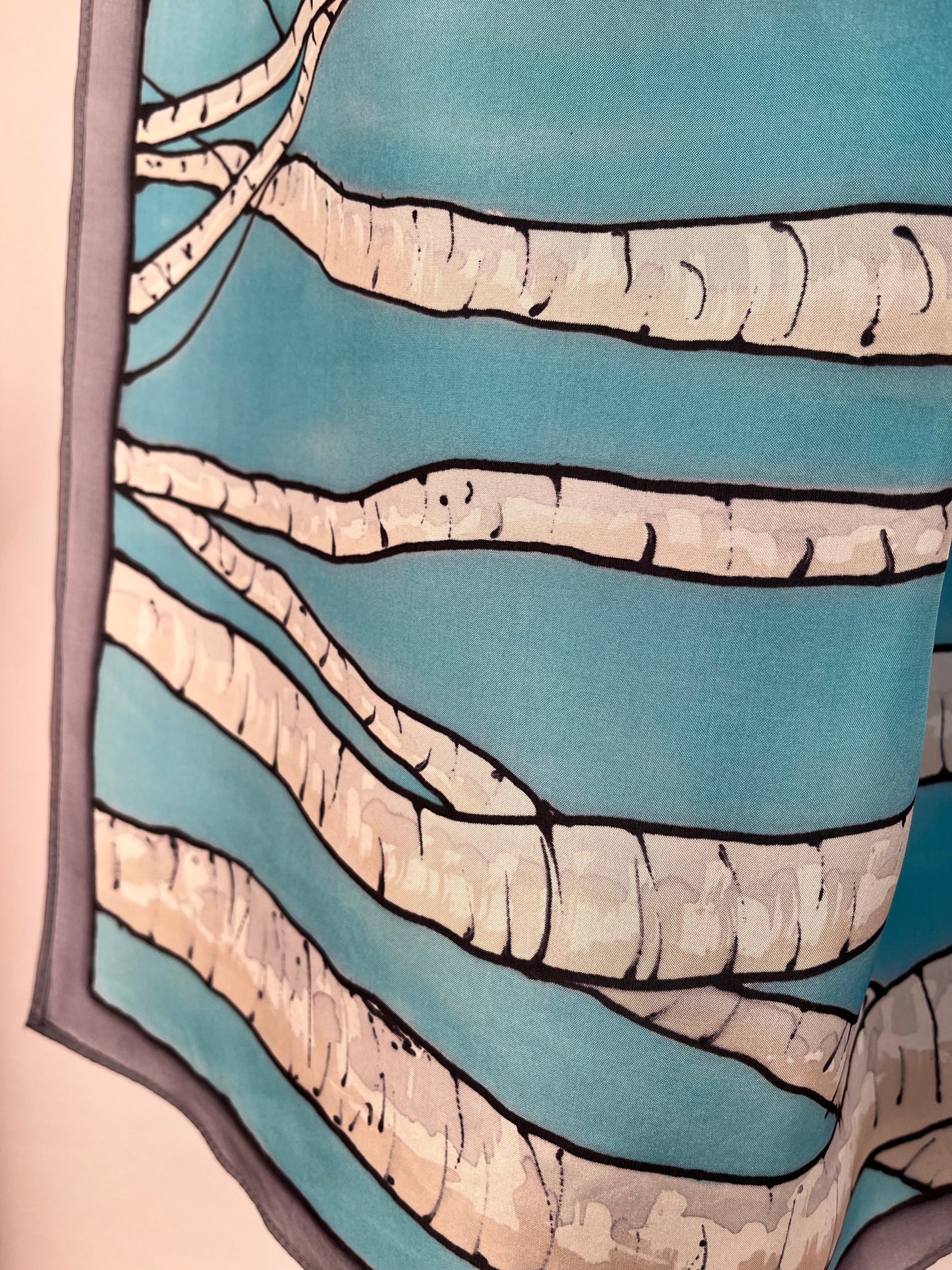 "Winter Birches" - Hand-dyed Silk Scarf - $135 Silk Scarf Fox Run Studios