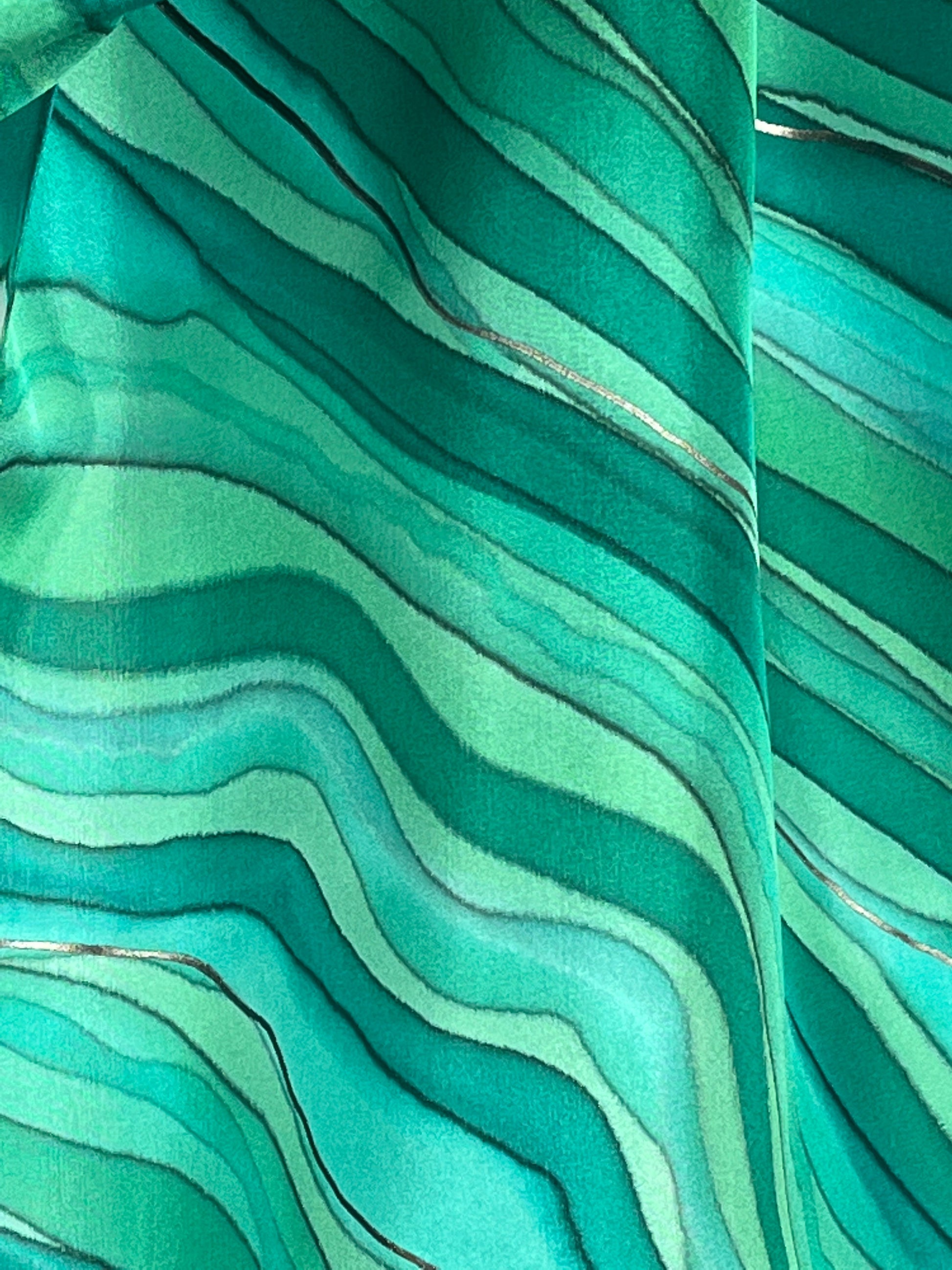 “Magnificent Malachite" - Hand-dyed Silk Scarf - $125 Silk Scarf Fox Run Studios