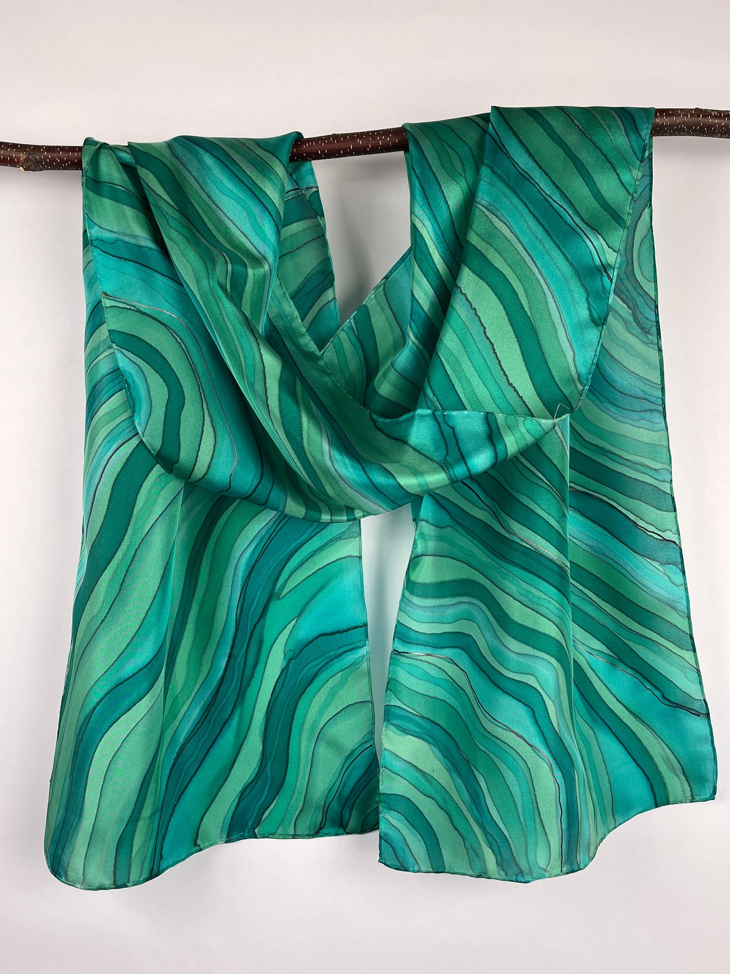 “Magnificent Malachite" - Hand-dyed Silk Scarf - $125 Silk Scarf Fox Run Studios