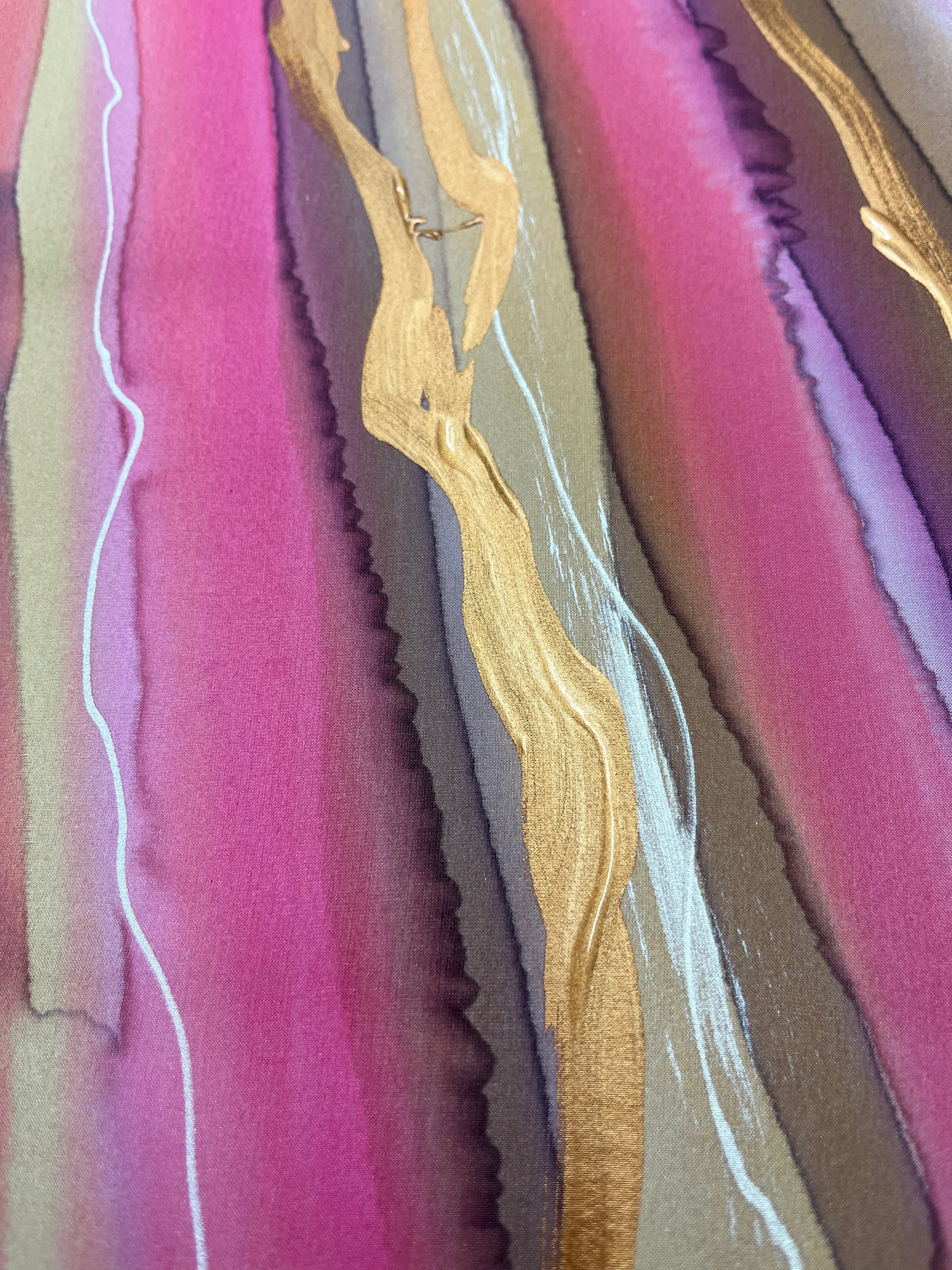 “Rose Quartz" - Hand-dyed Silk Scarf - $125 Silk Scarf Fox Run Studios