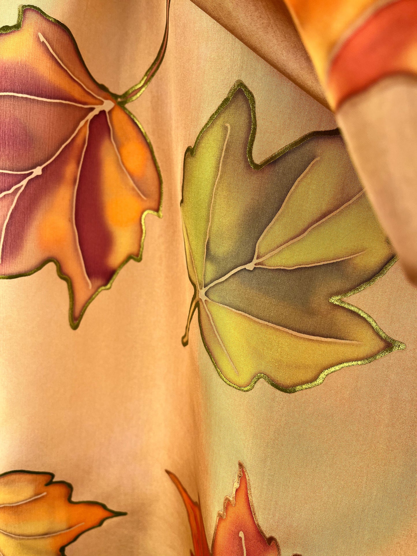 “Mountain Maples" - Hand-dyed Silk Scarf - $130 Silk Scarves Fox Run Studios