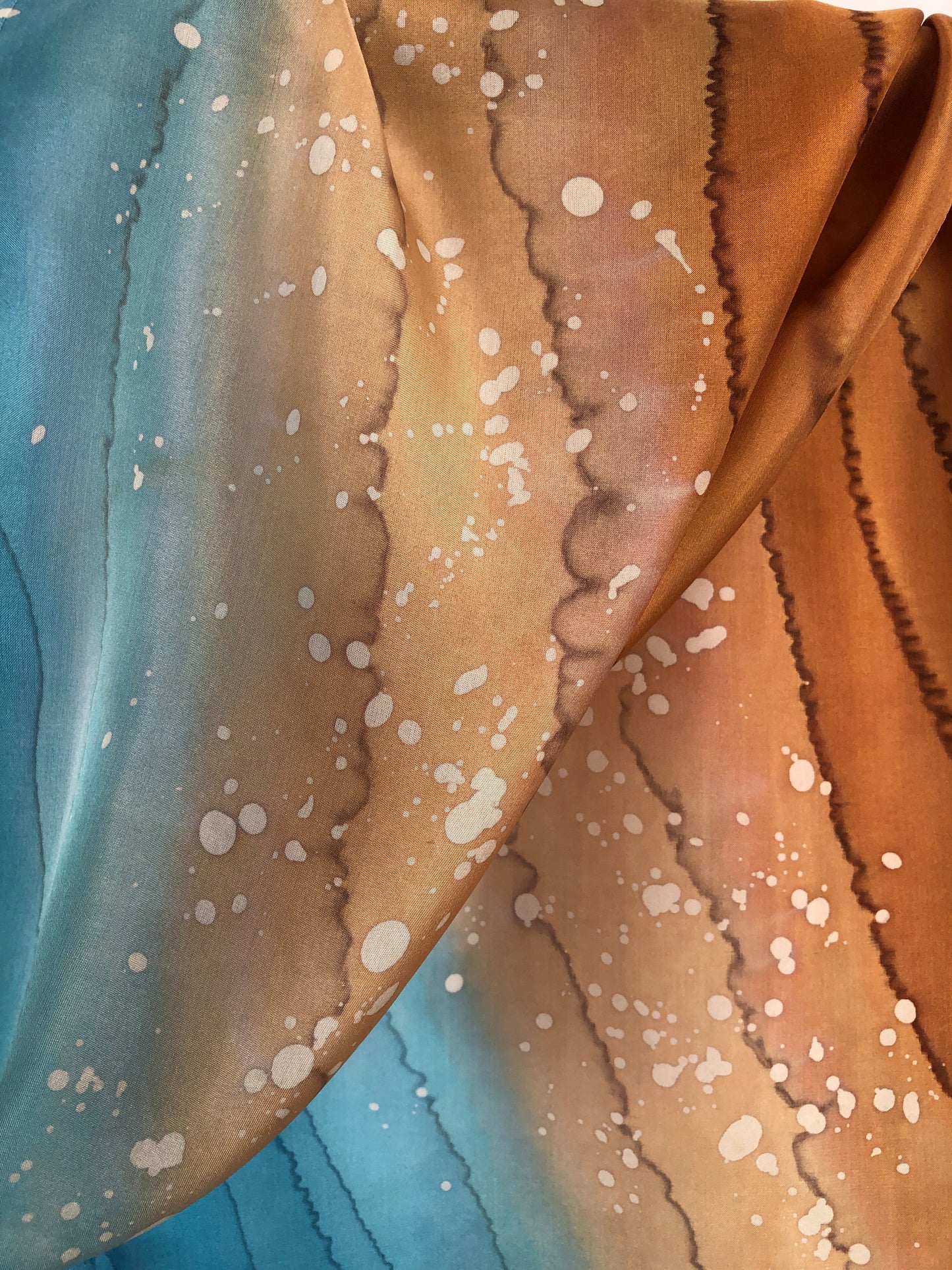 "Surf Zone" - Hand-dyed Silk Scarf - $125 Silk Scarf Fox Run Studios