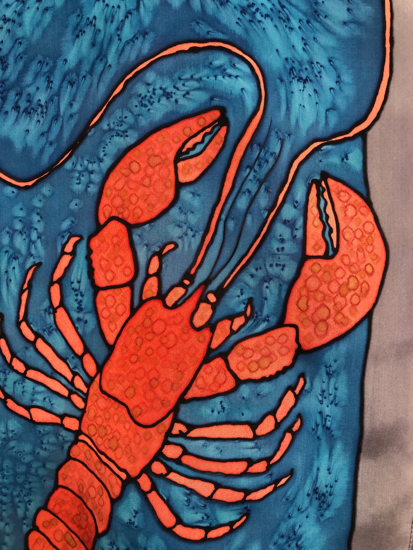 “Love Maine Lobster v2" - Hand-dyed Silk Scarf - $130 Silk Scarf Fox Run Studios