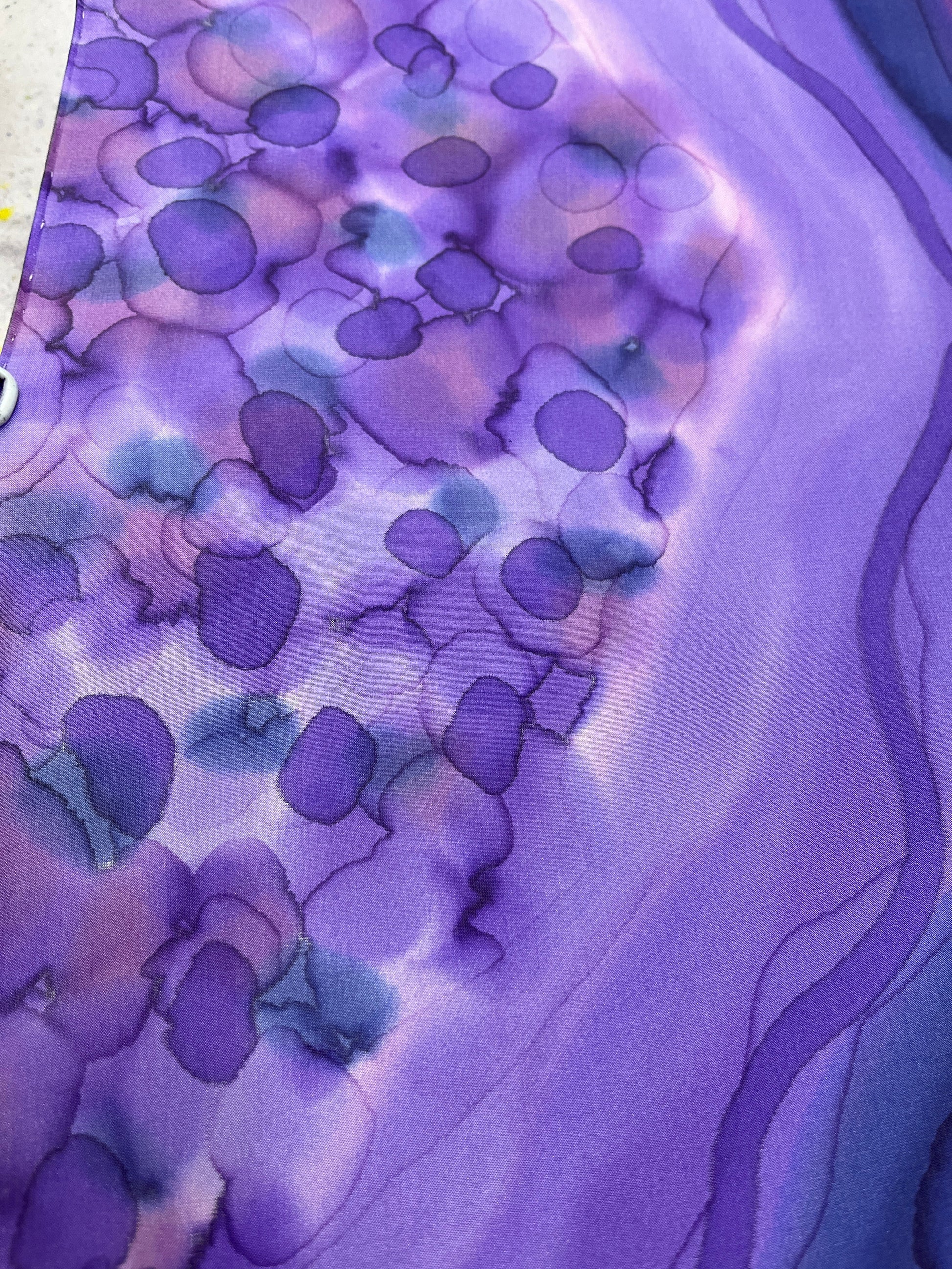 “Amethyst Geode" - Hand-dyed Silk Scarf - $125 Silk Scarf Fox Run Studios