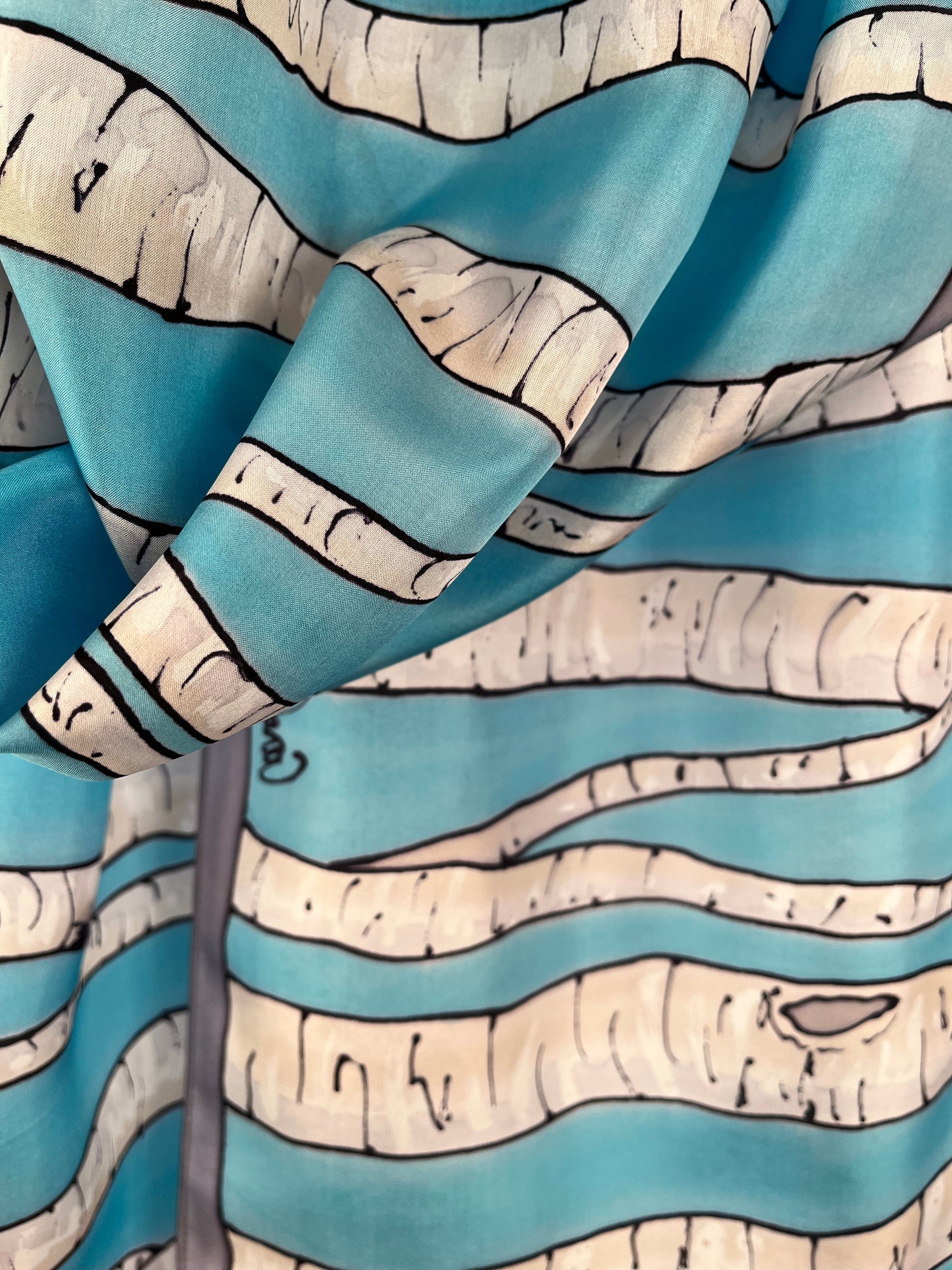 "Winter Birches" - Hand-dyed Silk Scarf - $135 Silk Scarf Fox Run Studios