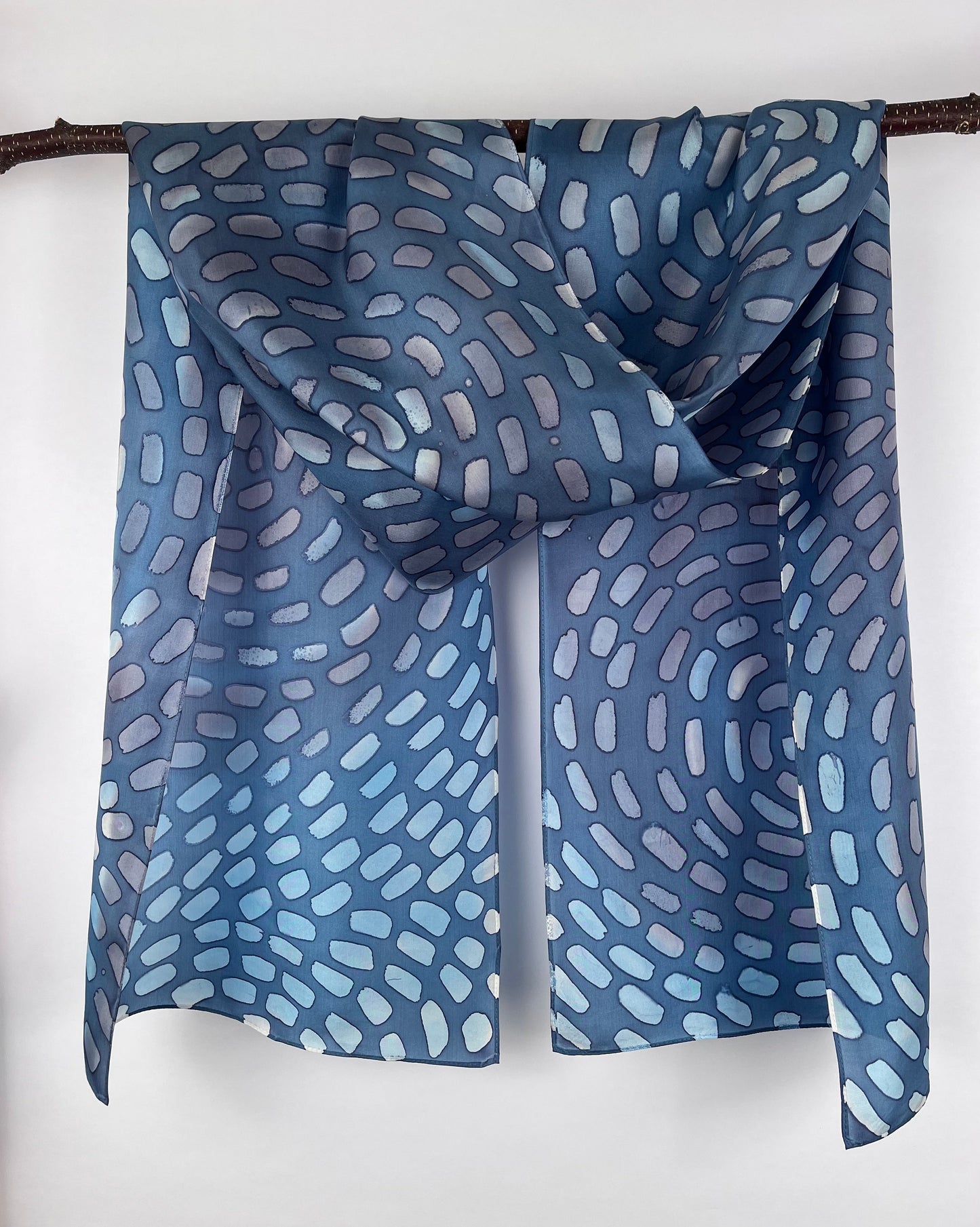 “Snow Squall” - Hand-dyed Silk Scarf - $120 Silk Scarf Fox Run Studios